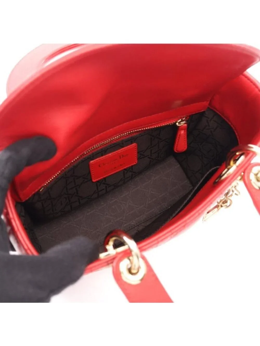 Dior Handbag Lady Dior MY Abcdior Small Cannage 2-Way Red Leather My Tote - Picture 3 of 8